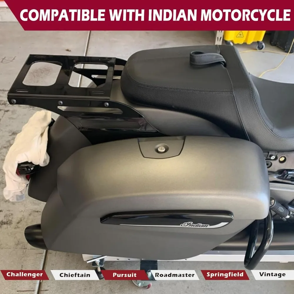 Quick Release Luggage Rack for Indian Chieftain Dark Horse and Road Models with Detachable Two-Up Mounting System