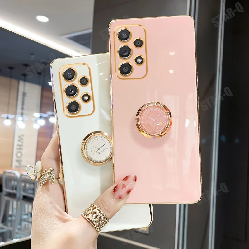 Luxury Plating Ring Holder Stand Silicone Phone Case Cover
