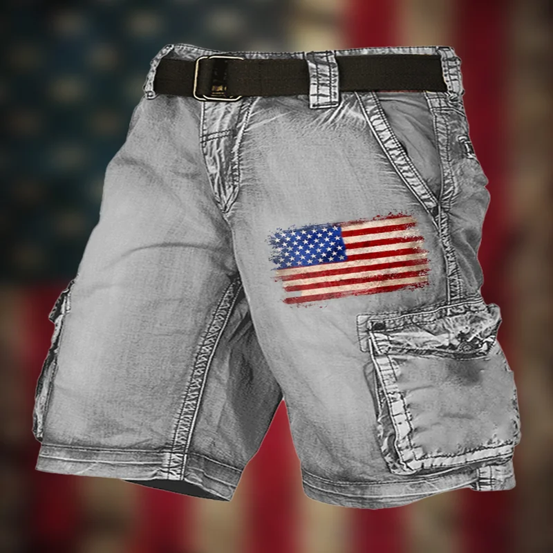Summer Lndependence Day Flag 3D Printed Cargo Shorts Stylish Men's Sports Shorts Men's Comfortable Casual Shorts