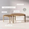 Kendall Round Modern Nesting Coffee Set of 2, Stacking Living Room Accent Tables, Light Brown 4