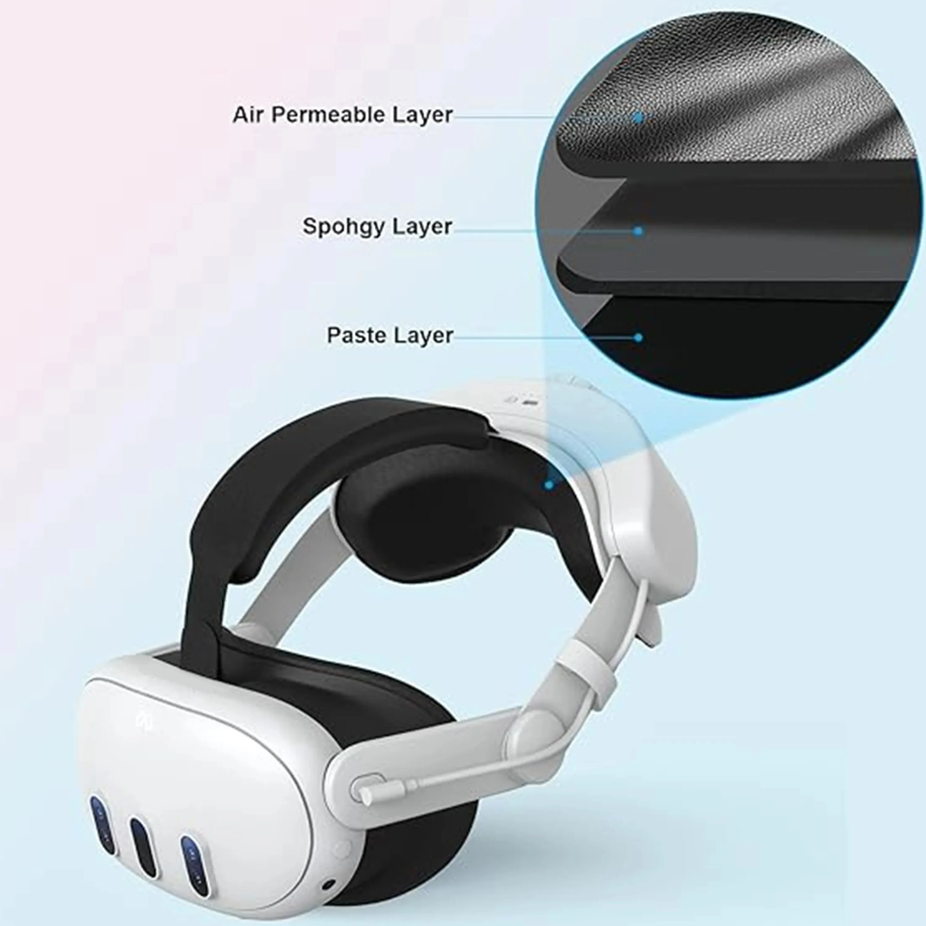 Head Strap With Battery For Oculus Quest 3/Quest 3S Adjustable Elite Strap Replacement Accessories For Meta Quest 3/Quest 3S