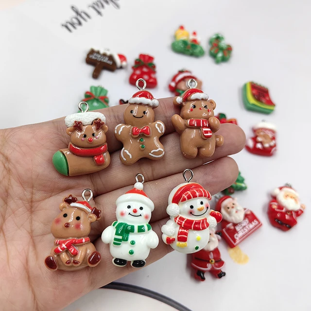 10Pcs Resin Christmas Charms Xmas Santa Claus Elk Tree Bell Pendants for  Jewelry Earrings Making DIY Keychain Accessories - AliExpress