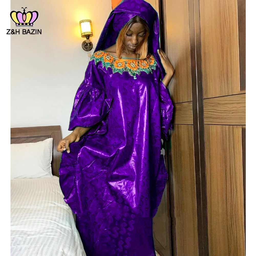 

African Bazin Rich Long Dresses For Women Nigeria Traditional Wedding Party Basin Riche Robe Femme Original Ceremony Clothing