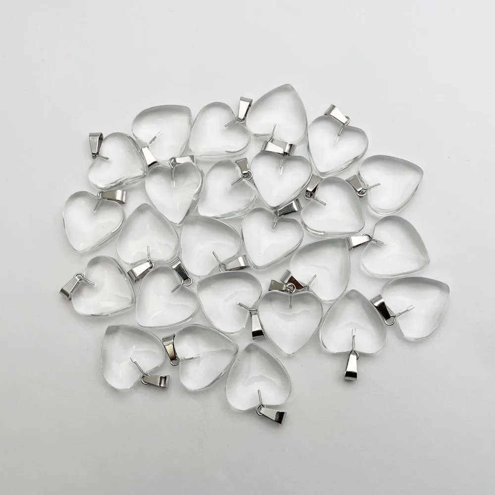 패션 새로운 20mm 혼합 유리 심장 펜던트 목걸이 보석 만들기 24Pc 고품질 매력 유행 액세서리 도매