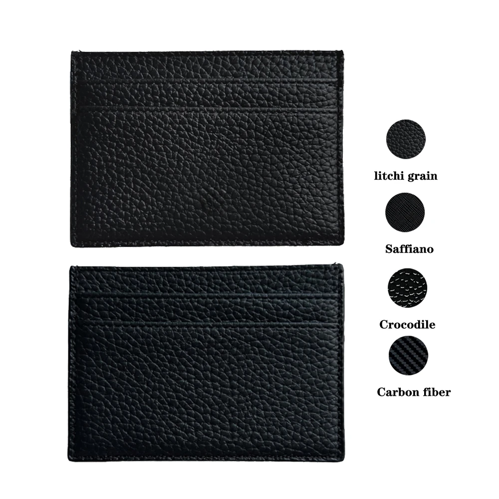 

Luxury Saffiano Leather Card Holder Multi-Card Business Card Cover RFID Anti-theft Carbon Fiber ID Wallet Black Minimalist Style