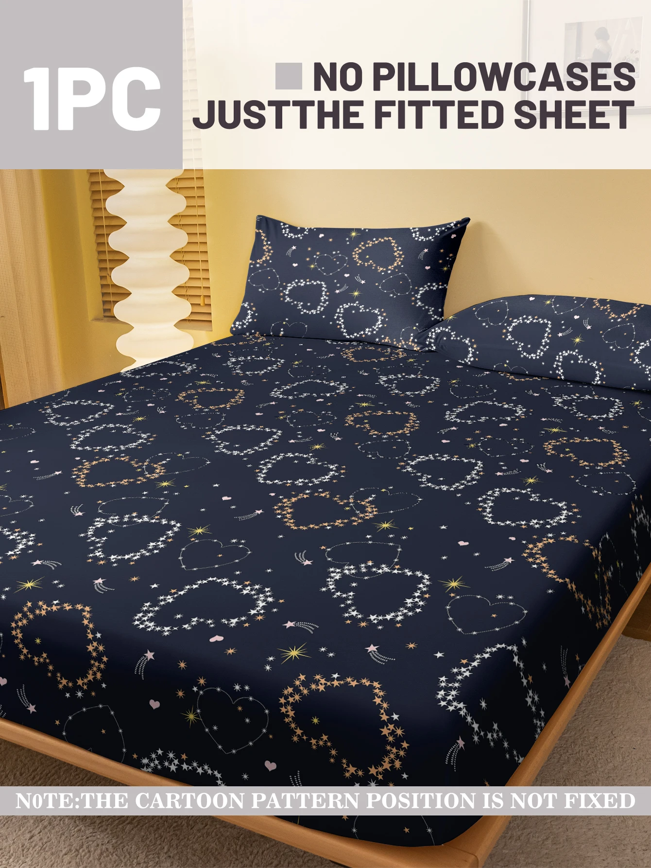 1 Simple modern Heart-Shaped Geometry printed matte Fitted Sheet, bedroom printed bed cover, bedding (excluding pillowcases) 2