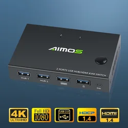 Commutateur kvm HDMI AM KVM201CC 2 en 1, prise en charge HD 2K * 4K, 2 hôtes, 1 moniteur/clavier et souris 