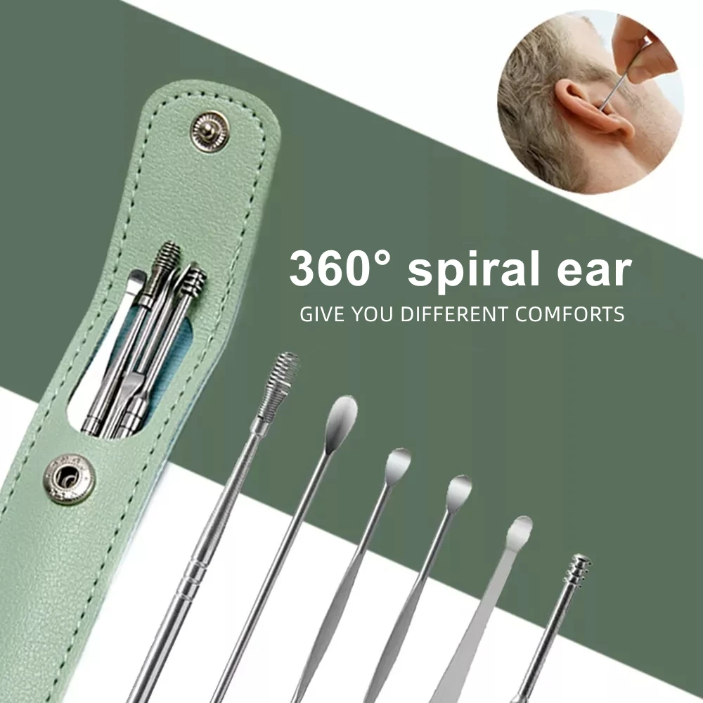 6Pcs/Set Earwax Pickers Stainless Steel Ear Cleaner Wax Removal