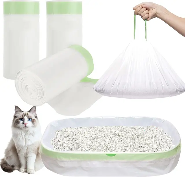 Heavy Duty Extra Thick Litter Pan Liners,Jumbo Drawstring Cat Litter Bags,Large Litter Box Liners 37x18inch 1/2/5 Rolls Heavy Duty Extra Thick Litter Pan Liners,Jumbo Drawstring Cat Litter Bags,Large Litter Box Liners 37x18inch 1/2/5 Rolls