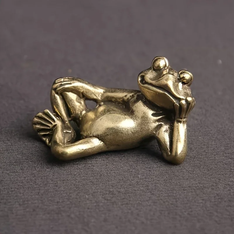 Antike Froschfiguren aus massivem Messing, kreativ gestaltet als schlafende Frösche, bezaubernde Froschdekorationen und bezaubernde Froschmodelle