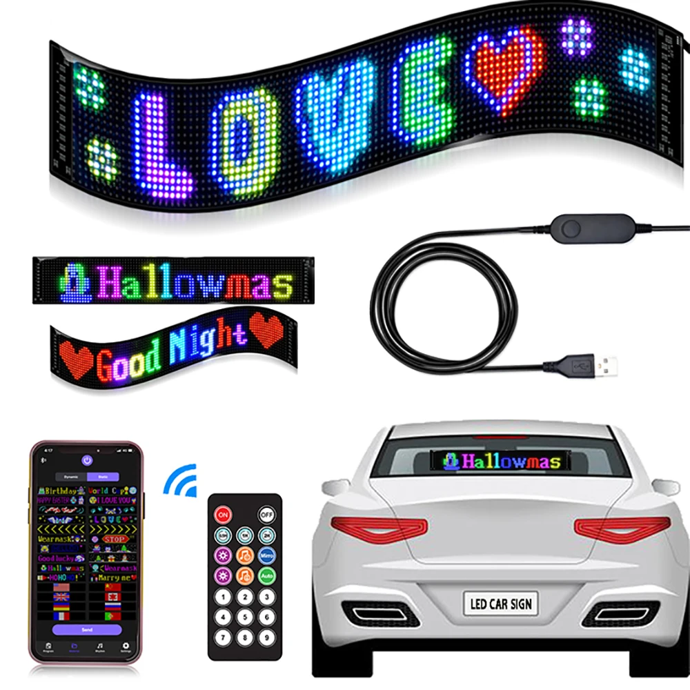 GOTUS LED Matrix Panel,Scrolling Bright Advertising LED Sign,LED Car Sign With Remote Control and Bluetooth Application Control