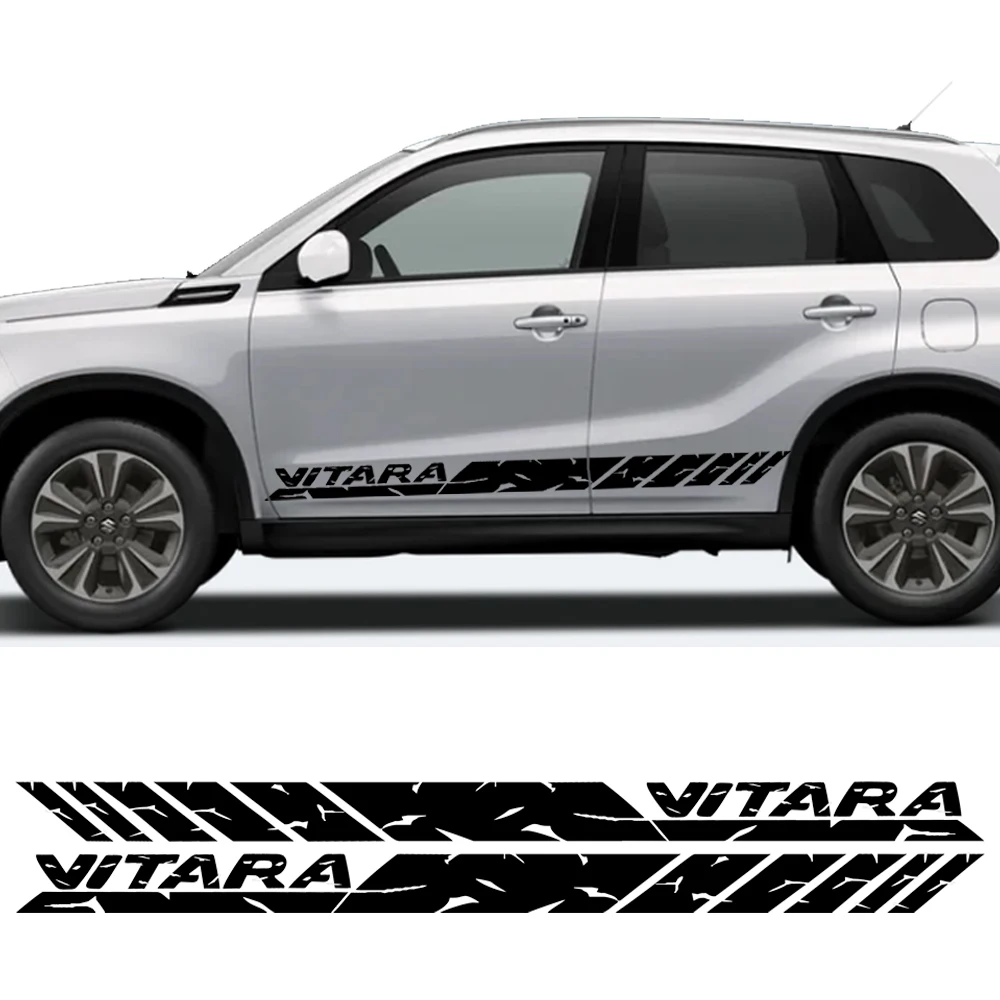 

Наклейка на дверь и боковую юбку автомобиля Suzuki Vitara, 2 шт., декоративные полосы для кузова автомобиля, графическая виниловая пленка, наклейка, Стайлинг автомобиля