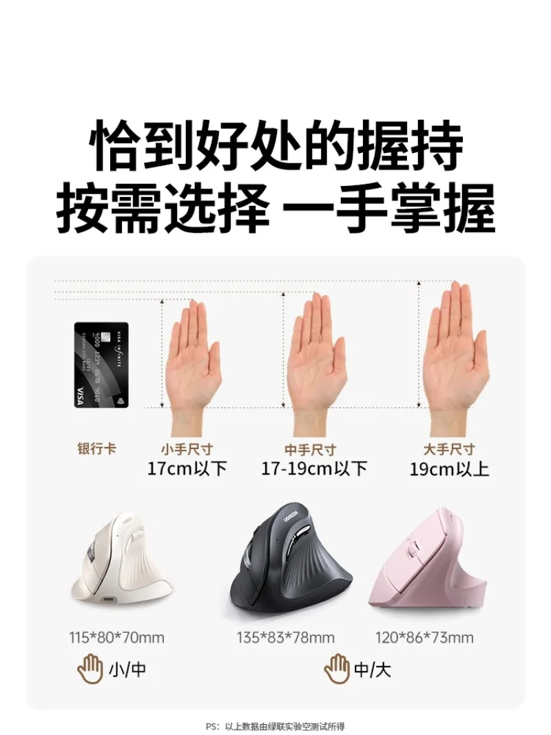 UGREEN MU008 수직 마우스 무선 듀얼 모드 인체공학적 디자인 편안한 그립감 손의 압력 감소 무소음 사무용 마우스