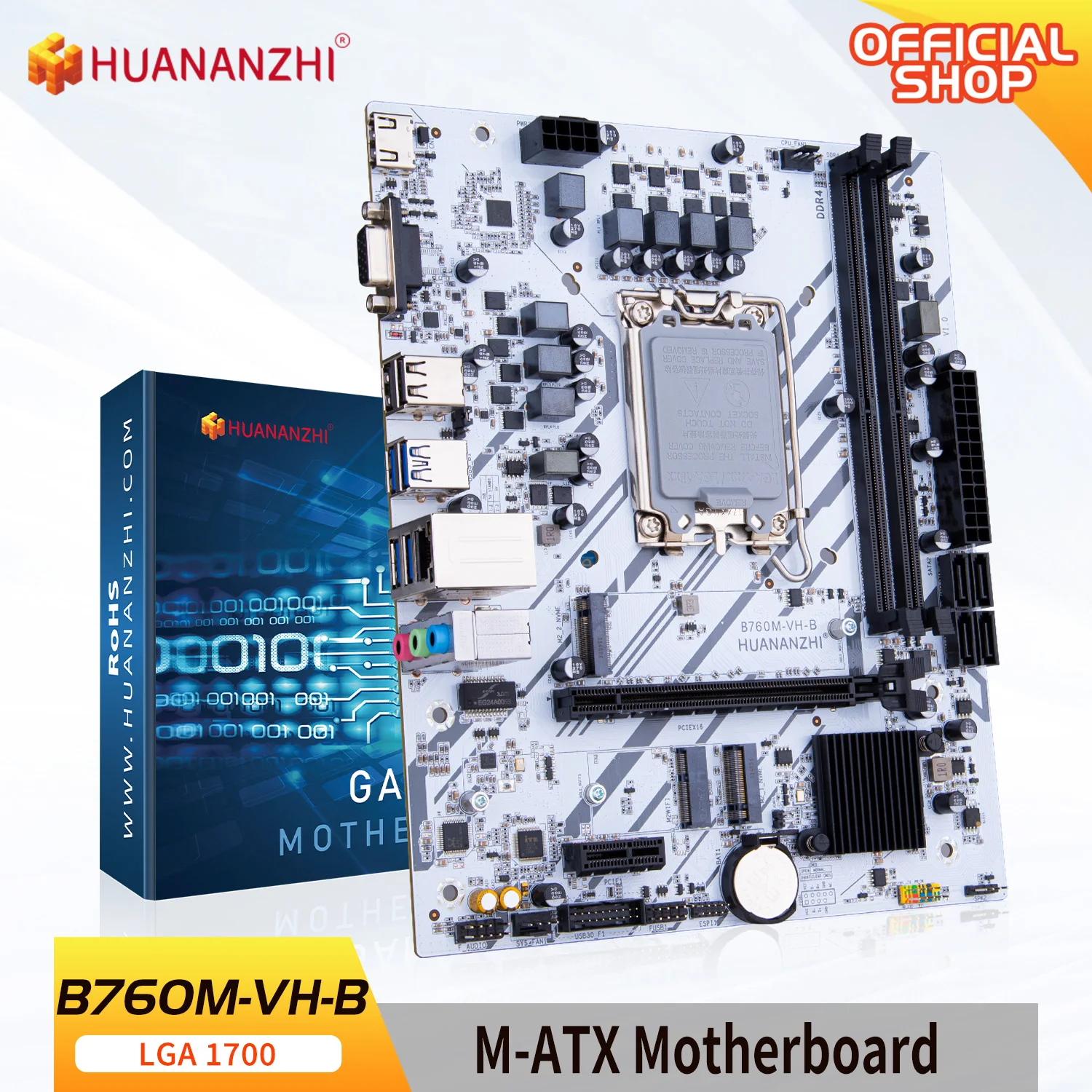 Huananzhi B760M Vh B M Atx Ddr4 Supporto Scheda Madre 12 13 Gen (Cpu Intel Lga 1700 12100F/12400F/12490F/12600F/12700F/13600F)