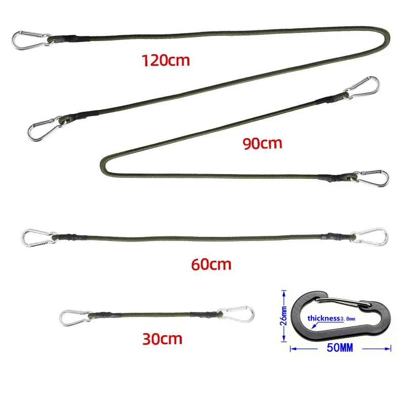 Bungee Cord Straps Cords Carabiner Clip Lashing Luggage Tie Elastic Strap Outdoor Luggage Strap Stretch Camping Equipment Set
