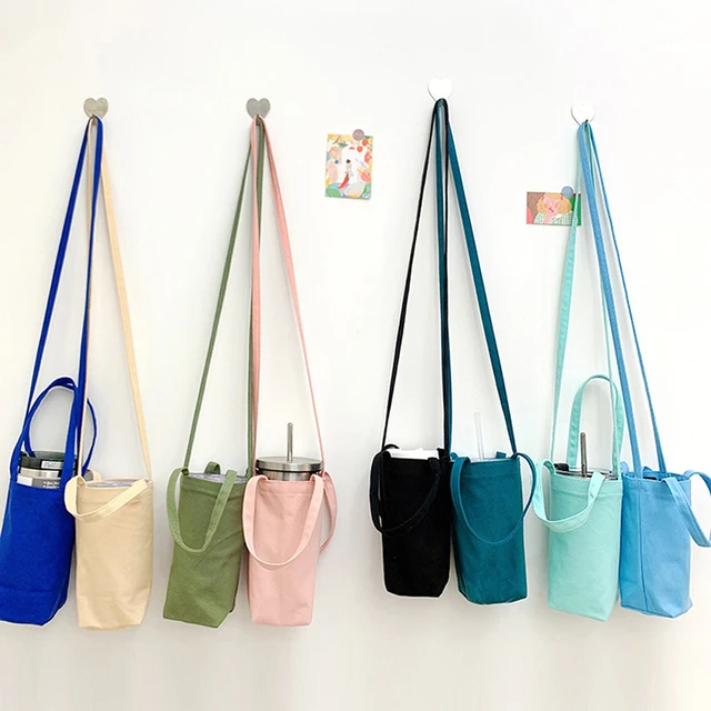 Portable Water Bottle Holder Carry Bag Coffee Cup Storage Sleeve Cover Canvas Printing Milk Tea Set Cute Cartoon Bottle Cover 2