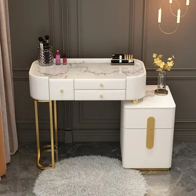 שולחן אסתטי מגניב עם מגירה, עיצוב רחב ומפואר של שולחן אסתטי חמוד לאחסון, רהיטי חדר שינה