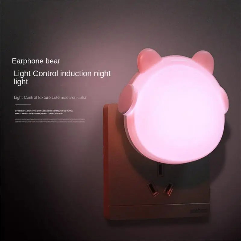 

Headset Bear Night Light Automatic Light Control Design Brightness Adjustable Intelligent Light Control Led Wall Lamps 0.5w
