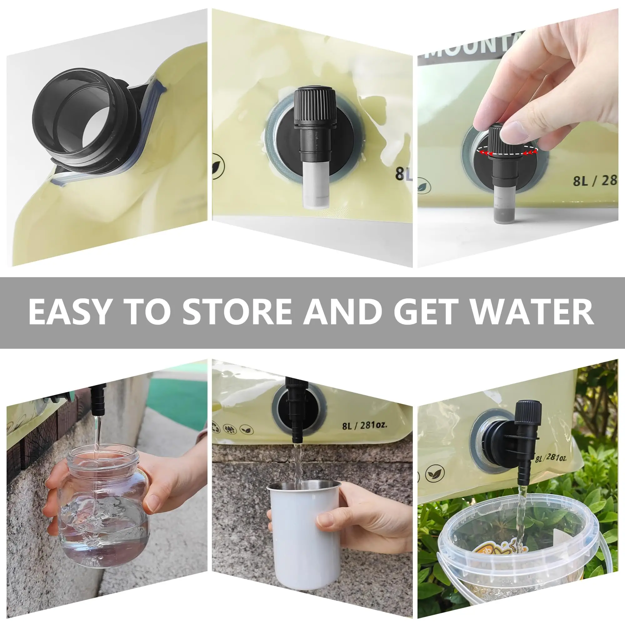 Outdoor Collapsible Water Storage Bag With Faucet Valve Plastic Water Bag 8-Liter 15 Outdoor Collapsible Water Storage Bag With Faucet Valve Plastic Water Bag 8-Liter