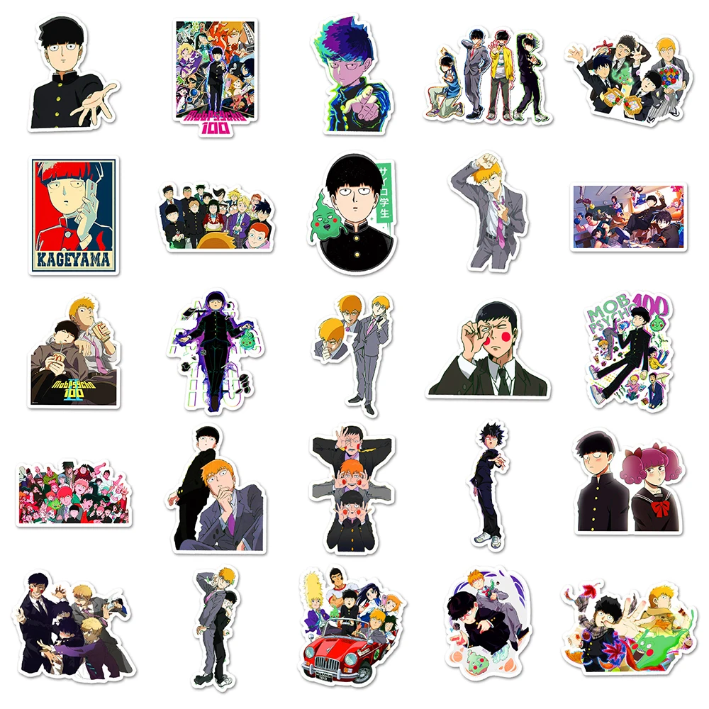 10/30/50 Stück Anime Mob Psycho 100 Aufkleber Lustige Cartoon Aufkleber Kinder Spielzeug DIY Telefon Laptop Koffer PVC Wasserdicht Graffiti Aufkleber – Detail 7