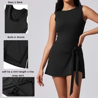 VITALINOVO Tennis Dress for Women with Built in Shorts Womens Athletic Dresses Sleeveless Boat Neck Active Workout Skort Dress - Image 5