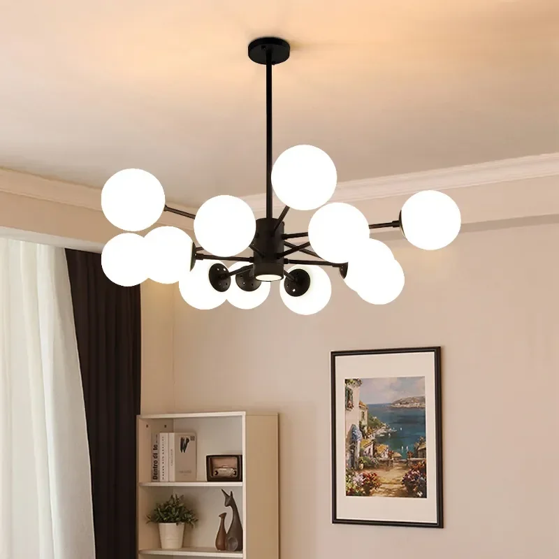 

Modern E27 Chandelier Lighting Nordic Led Pendant Light for Living Room Glass Magic Bean Light Ceiling Lights Room Decor