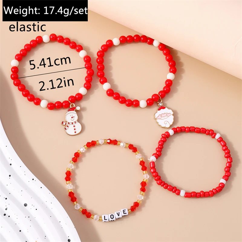 4 Stück/Set modische Weihnachtsbaum-Weihnachtsmann-Schuhanhänger-Armbänder für Frauen und Mädchen, Party, Festival, Schmuck, Geschenke – Detail 20