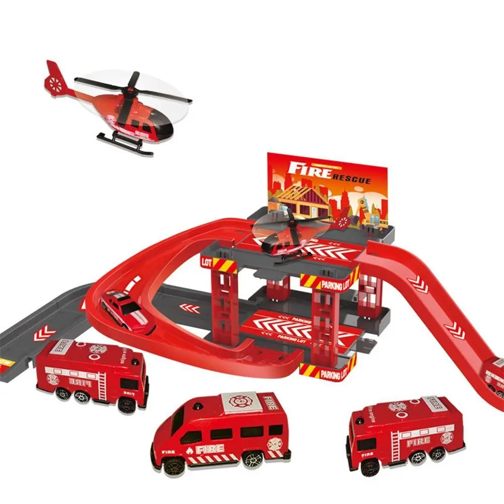 

Car Model Toy Track Parking Lot Toys Fire Engine Police Car DIY Jigsaw Rail Way Urban Scene Construction Engineering