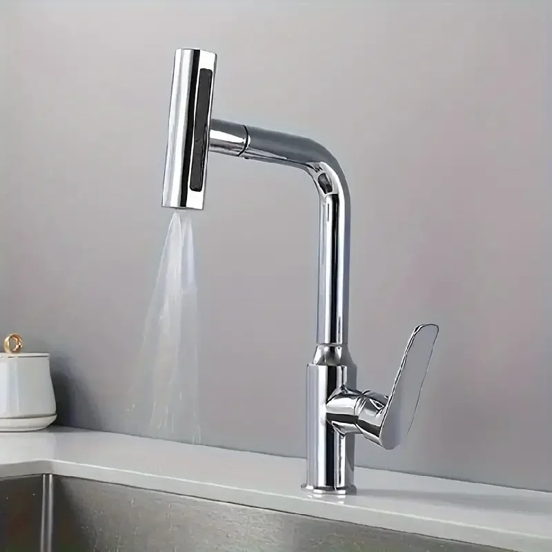 Description Picture 4 of item4thGear Waterfall Sink Kitchen Faucet Hot Cold Mixer Wash Basin Multiple Water Outlets Rotation Flying Rain Tap Single Hole Bath