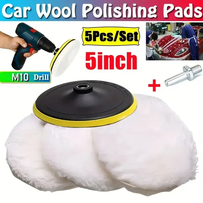 5 Inch Car Polisher Kit Car Polishing Waxing Polishing Wheel Pad For M10 Drill Bit Connector Paint Care Styling