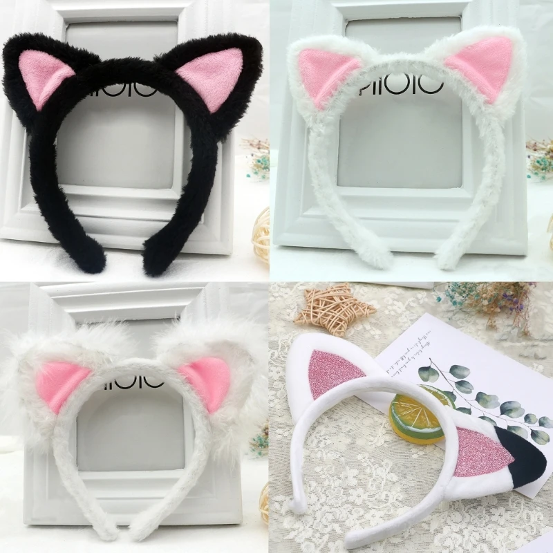 Furry Kitten Headband Animal Plush Ears Cartoon Hairband for