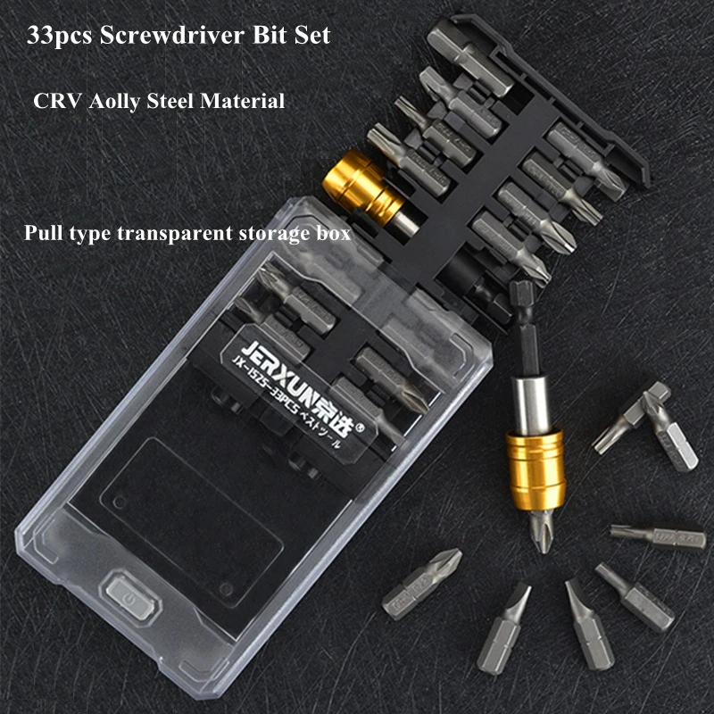 

33pcs Screwdriver Bit Head Set Pneumatic Electric Bolt Driver Batch Head Household Repair Tool Dual Purpose Screwdriver Handle