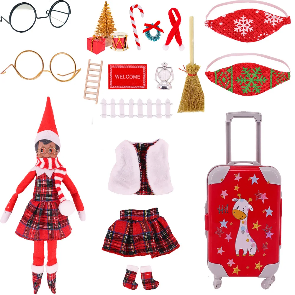 

Red Series Elf Doll Overall Cartoon Plush Toy Suitable For 30Cm Doll New Generation Girl Christmas Birthday Gift
