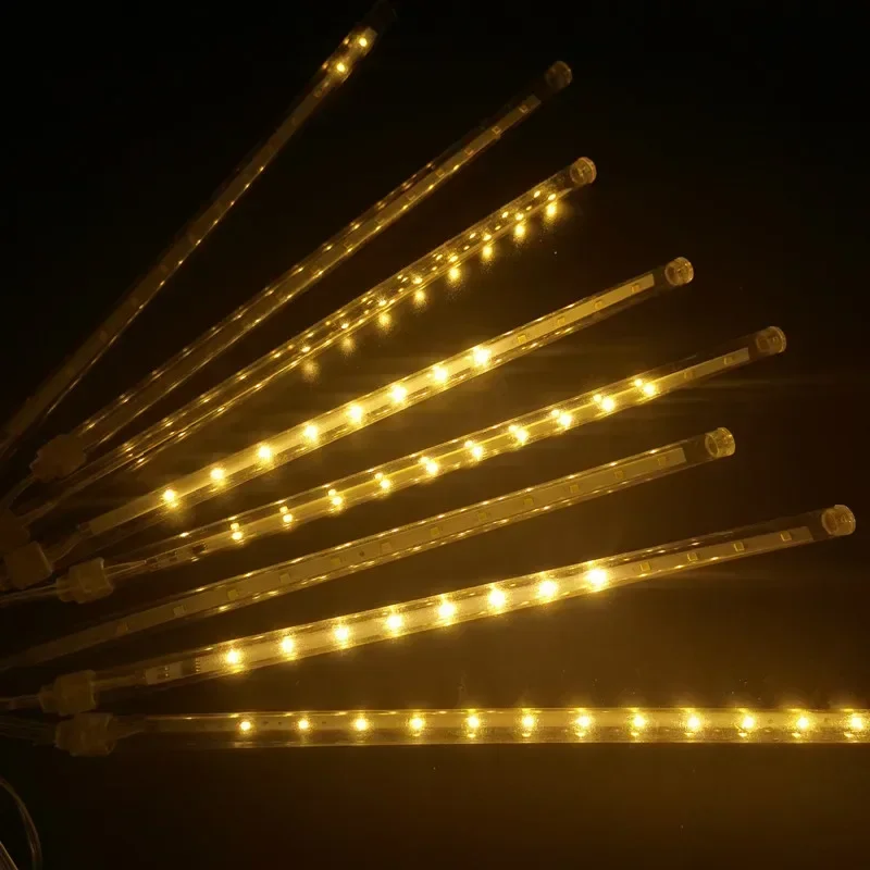 thumbnail image 1 of Juego de 1/2/3/4 luces LED para lluvia de meteoritos, para Navidad, con forma de gota de lluvia y nieve, conectables, para decoración de árbol de Navidad, UE/EE. UU., 1 of 5