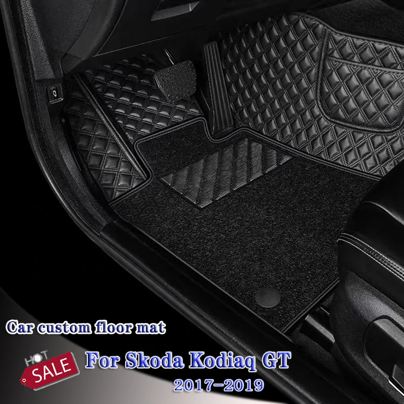 

Car Floor Mats For Skoda Kodiaq GT 2017 2018 2019 Carpets Auto Interiors Accessories Leather Foot Rugs Waterproof Automobiles
