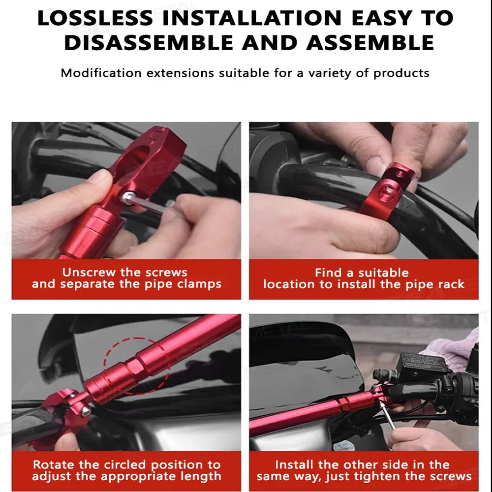 Motorcycle Handlebar Bracket Motorcycle Handlebars Expansion Bracket Stabilizer Bar GPS Mobile Phone Bracket Fixing Rod Strengthen Balance Bar Crossbar