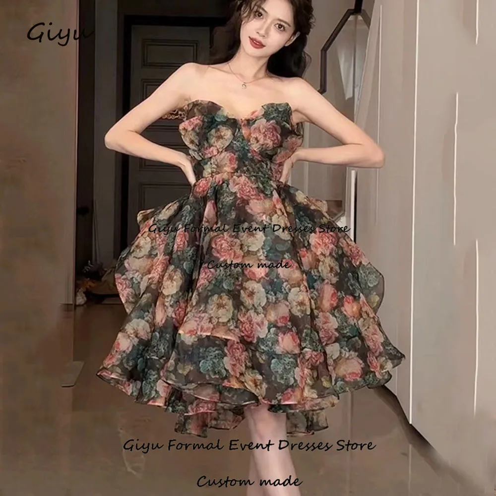 

Giyu Fairy A-line Prom Gown Followers Sweetheart Collar Mini-Length Above Knee Wedding Party Dress Summer Dress