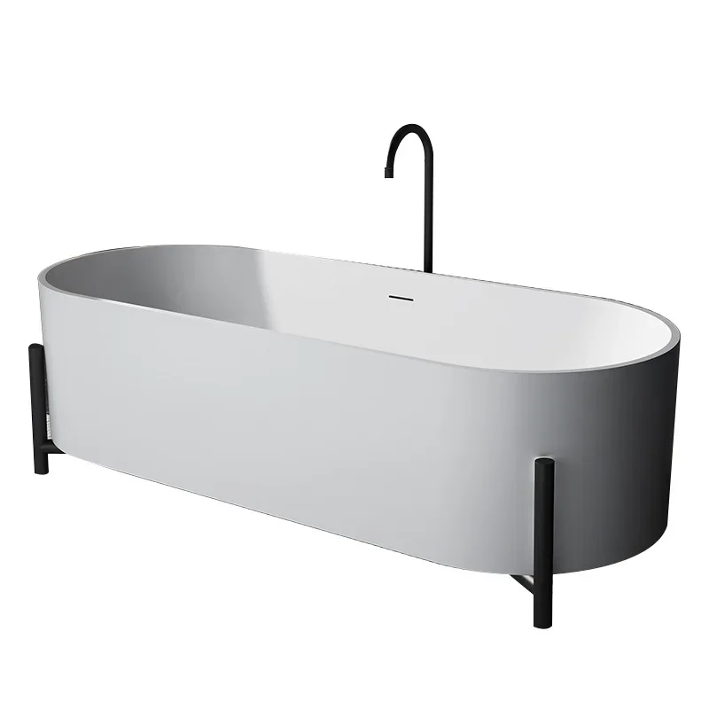 Freestanding Bathtub, Modern Minimalist Style Contemporary Soaking Tub With Brushed Nickel Overflow And Drain 3