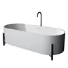 Freestanding Bathtub, Modern Minimalist Style Contemporary Soaking Tub With Brushed Nickel Overflow And Drain 3