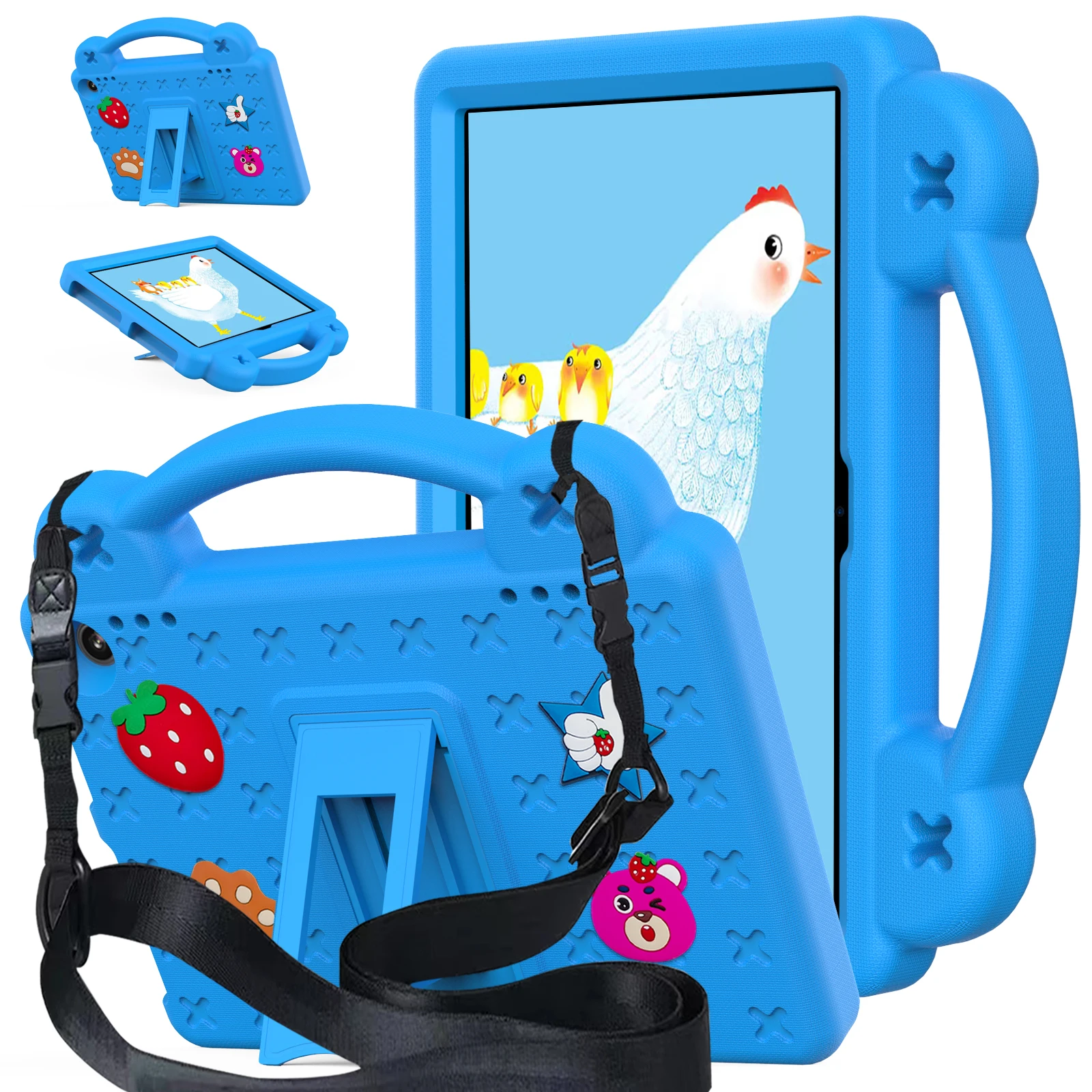 Cartoon EVA Tablet Case with Handle and Shoulder Strap