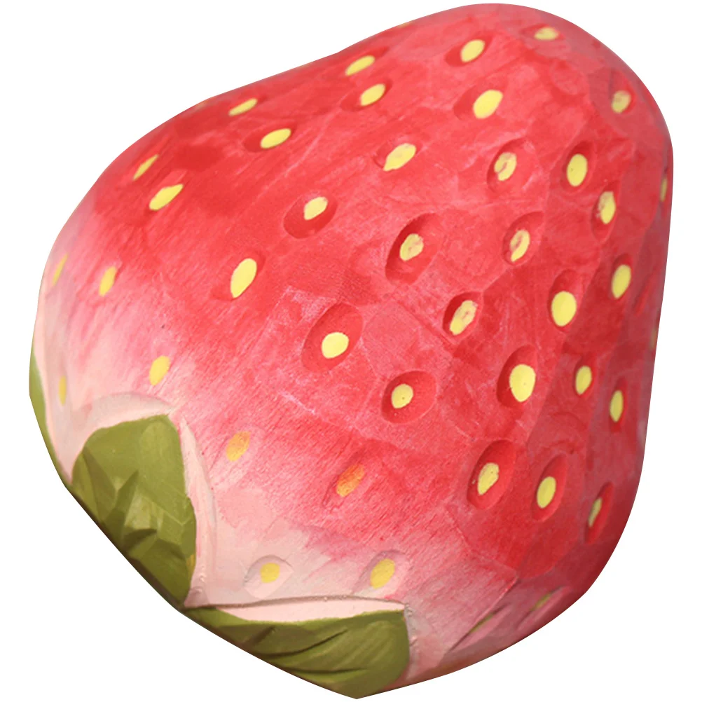 

Wood Strawberry Figurine Desk Strawberry Shaped Ornament Wooden Adornment