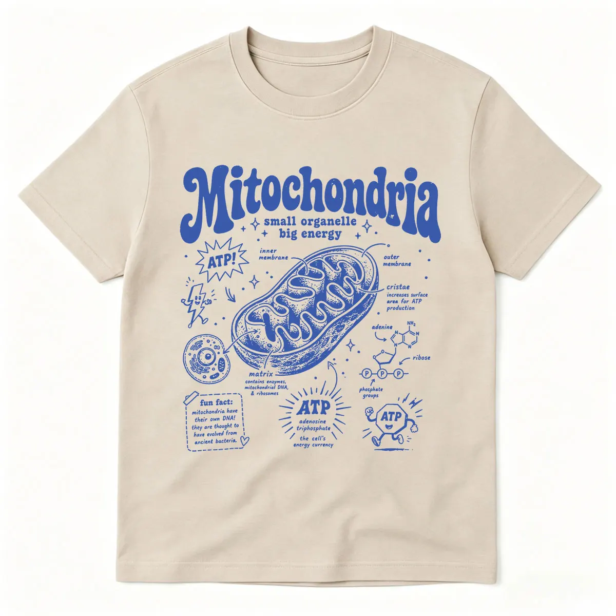 Mitochondrien Kleines Organelle-Großenergie-T-Shirt ATP Wissenschafts-T-Shirt Zellbiologie-Shirt Geschenk für Biologieliebhaber T-Shirts für Männer und Frauen