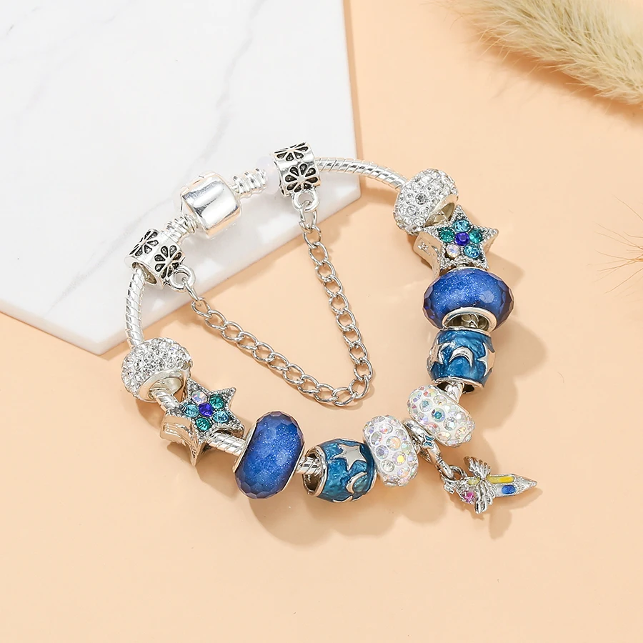 Seialoy Heart Charm Bracelets Women Men Original Streamer Crystal Beaded Women Bracelet Bangle Jewelry Gifts
