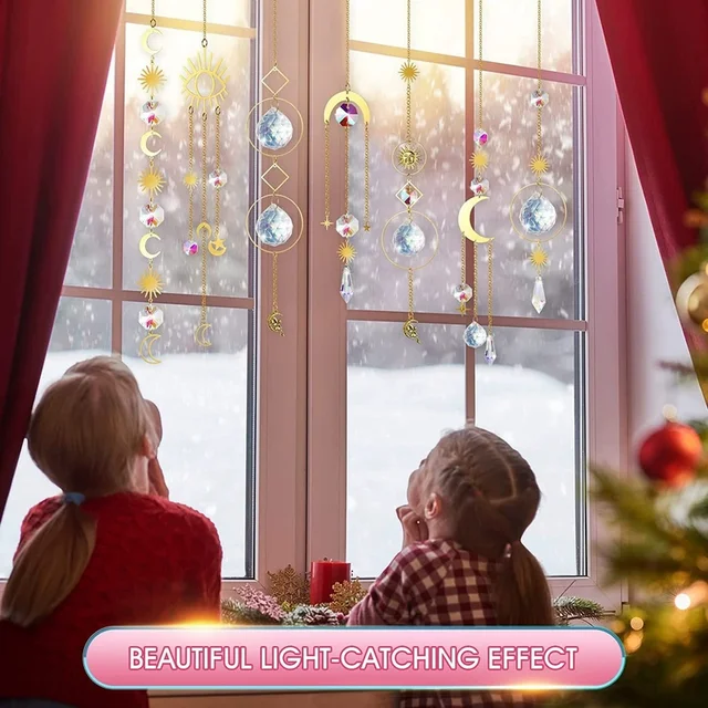 Crystal Windchime Világos Medál Napfogó Diamond Prism Ball Rainbow Chaser Fém Csillár Lógó Üveg Otthoni Kert - Image 3