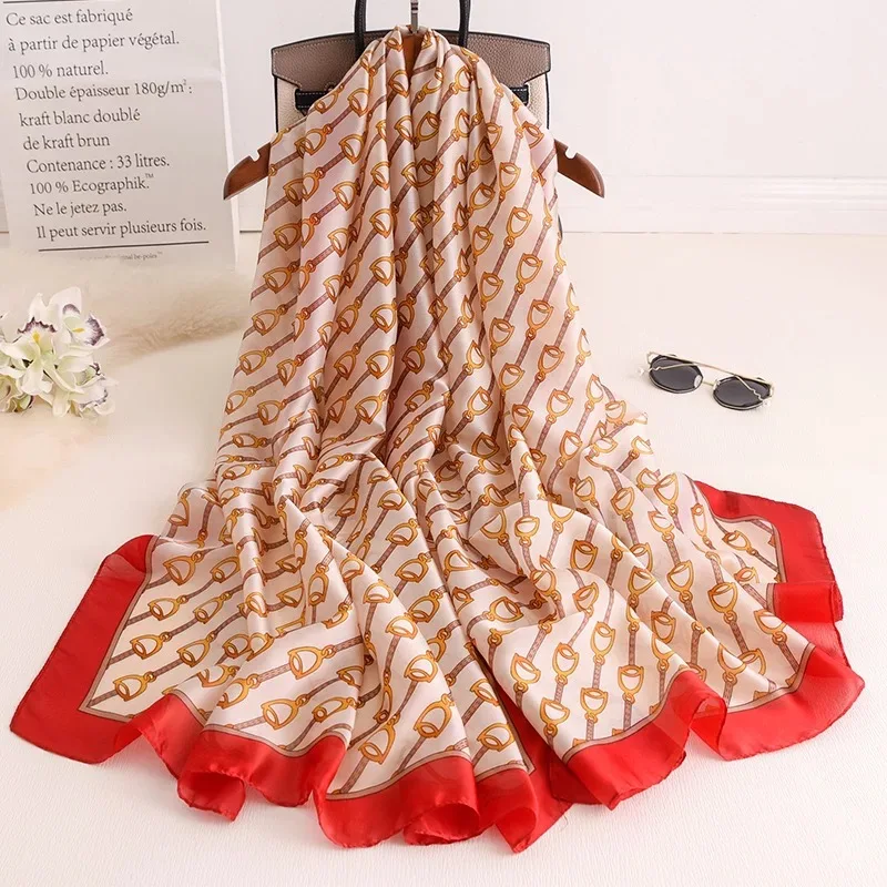 New Style Women Seaside Beach Quality Beautiful Shawl China Fashion Silk Lady Autumn And Winter Warm Popular Print Scarves Hijab