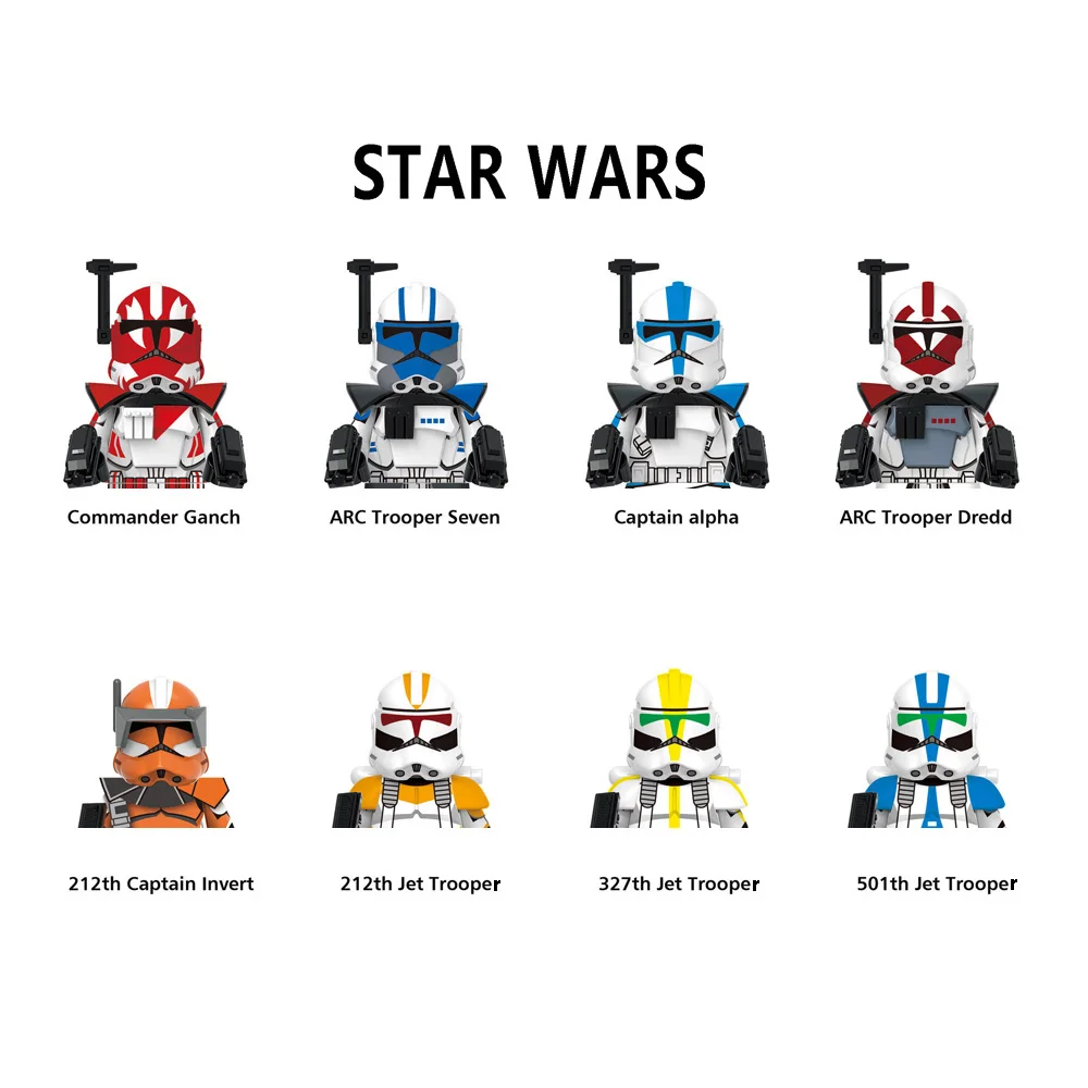 

X0350 ARC Clone Trooper Seven Dredd Building Blocks Commander Ganch Bricks 212nd Jet Trooper Figure Mini Figurines Kids Toys