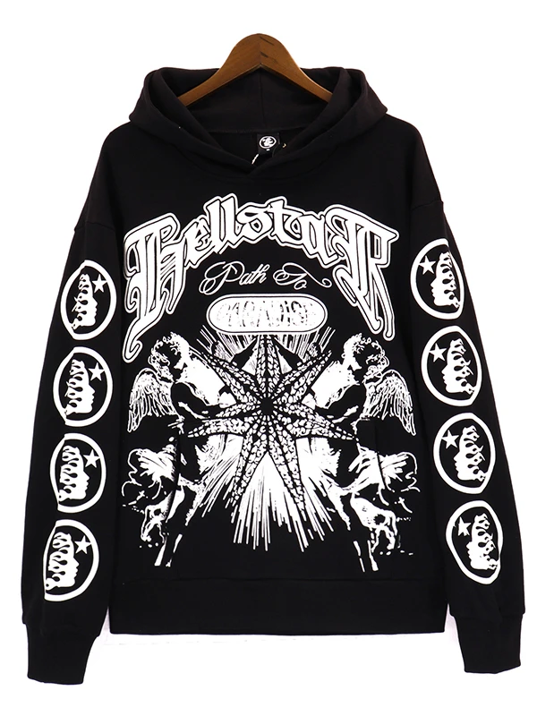 

Hellstar Studios Long Sleeve Coat New Oversize Men Women Cotton Arrival Print Letter Black Hooded 2024 Hoodie