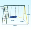 Swing Set for Kids Outdoor Backyard Playground Swing Set with Ladder and Basketball Hoop 2