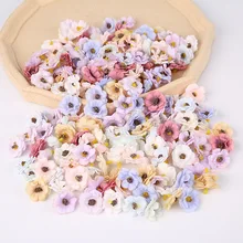 

50pcs 3cm Artificial Flowers Daisy Flower Heads Mini Silk DIY Wedding Home Decoration Christmas Simulation Wreath Scrapbooking