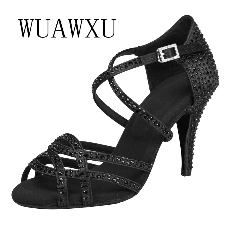 NATASHA2023 New Color Black Latin Dance Shoes Women's High Heels Sexy Performance Shoes Performance Party Dance Shoes 8.5 cm